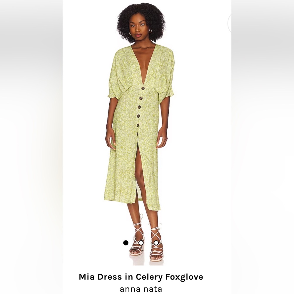 Ana Nata -Mia dress - colour celery foxglove
